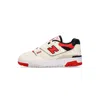 New Balance Premium Leather Sneakers Round Toe In Sea Salt/true Red