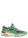 New Balance Uk 991v2 Sneakers With Mesh And Suede In Green