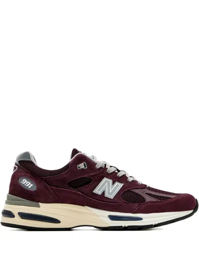 New Balance Made In Uk 991v2 Suede Sneakers In Burgundy