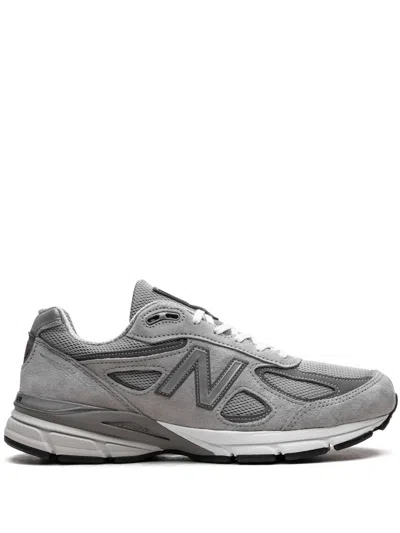 New Balance 990v4 Leather-trimmed Suede And Mesh Sneakers In Gray