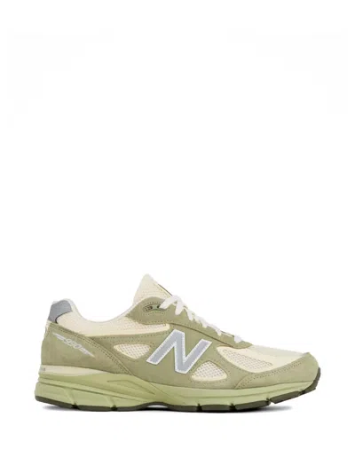 New Balance White And Green Made In Usa 990v4 Sneakers In Multi