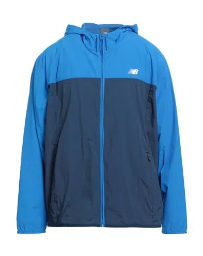 New Balance Man Jacket Navy Size L Recycled Polyamide In Blue