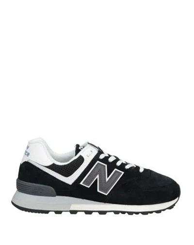 New Balance Man Sneakers Black Size 4 Leather, Textile Fibers