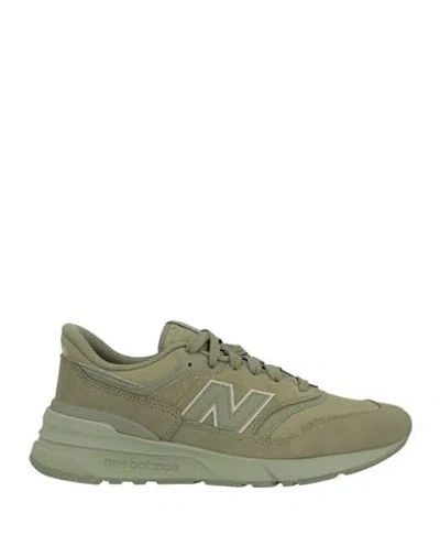 New Balance Man Sneakers Military Green Size 9 Leather, Textile Fibers