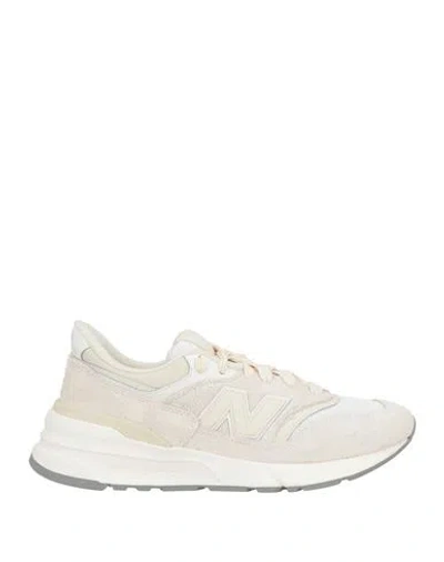 New Balance Man Sneakers Off White Size 8 Leather, Textile Fibers