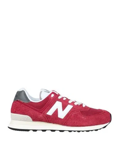 New Balance Man Sneakers Red Size 4.5 Soft Leather, Synthetic Fibers