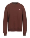 New Balance Man Sweatshirt Brown Size Xxl Cotton, Elastane