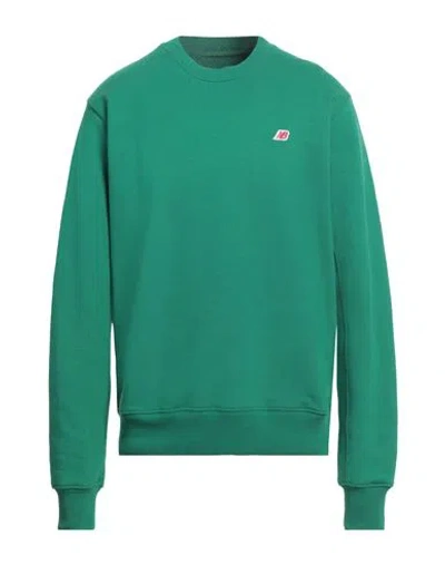 NEW BALANCE NEW BALANCE MAN SWEATSHIRT GREEN SIZE M COTTON, POLYESTER, ELASTANE 