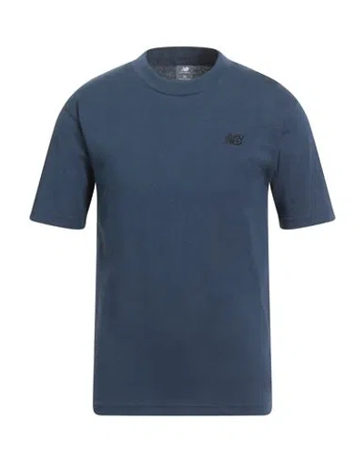 New Balance Man T-shirt Navy Size Xs Cotton, Polyester In Blue