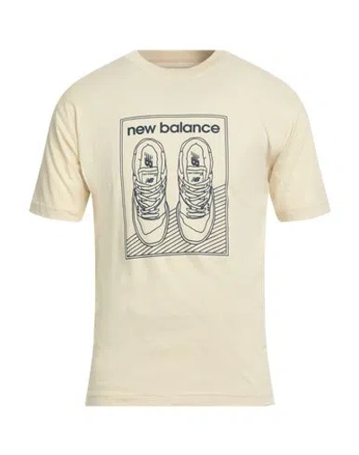 New Balance Man T-shirt Pastel Yellow Size S Cotton In Neutral