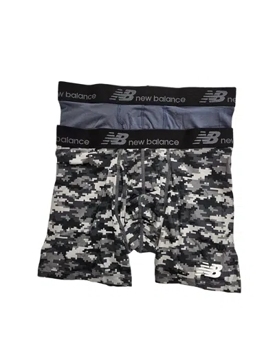 New Balance Men's 2-pack Dry And Fresh Performance 6" Boxer Briefs In Digital Camo Black/thunder In Multi
