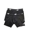 New Balance Men's 2-pack Premium Performance 6" Boxer Briefs In Black/ Black In Multi