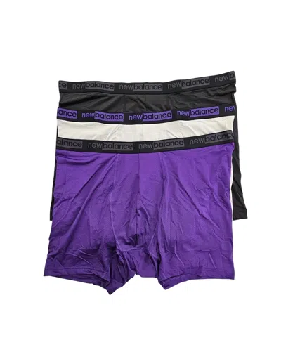 New Balance Men's 3-pack Athletic Mesh Boxer Briefs In Black/ice/prism Purple In Multi