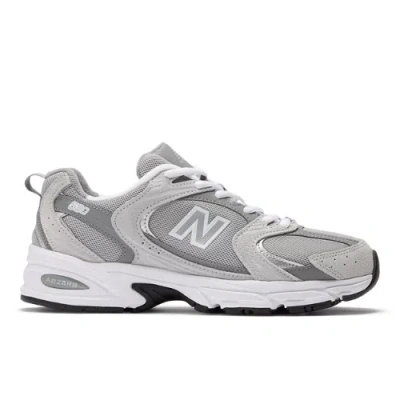 New Balance Mens Raincloud Grey White Mr530 Logo-embossed Leather And Mesh Low-top Trainers