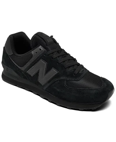 New Balance 574 Logo-patch Lace-up Sneakers In Triple Black