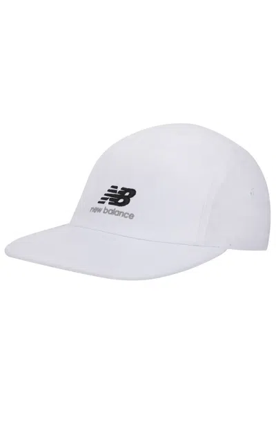 New Balance Men's 5-panel Stacked Nb Logo Big Teal Blue Camper Hat In White In Gray