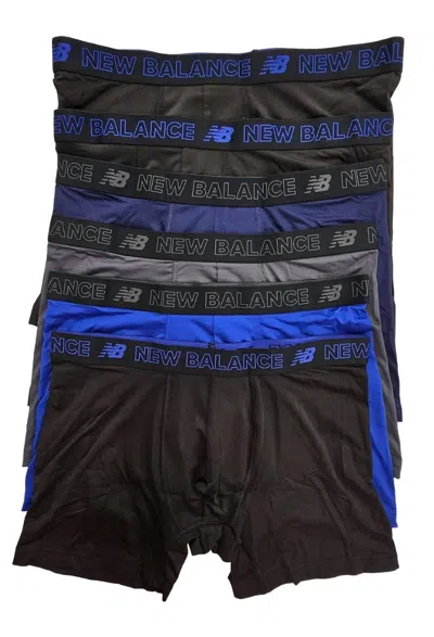 New Balance Men's 6-pack Premium Boxer Briefs In Black/navy/black/royal/black/magnet In Multi