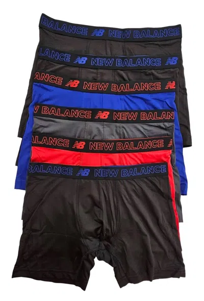 New Balance Men's 6-pack Premium Boxer Briefs In Black/royal/black/red/black/magnet In Multi