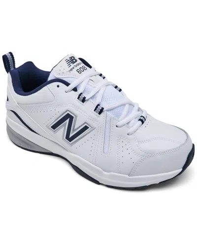 New Balance Men's 608v5 Wide Width Running Sneakers From Finish Line In White,navy