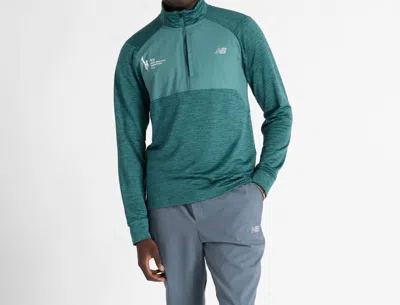 New Balance Men's Athletic Heat Grid 1/2 Zip In Norway Spruce Heather In Multi