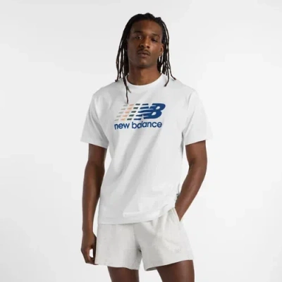 New Balance Men's Center Multi Color Logo T-shirt In White