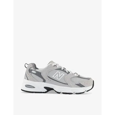 New Balance Mens Raincloud Grey White Mr530 Logo-embossed Leather And Mesh Low-top Trainers