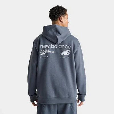 New Balance Men's Linear Graphic Fleece Hoodie In Graphite