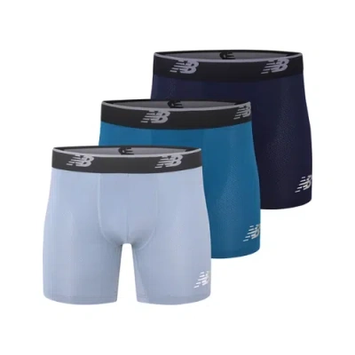 New Balance Men's Mens Mesh 5 Inch Boxer Brief No Fly 3 Pack In Blue