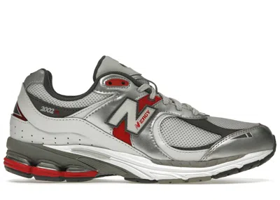 Pre-owned New Balance Men's  2002r Sneakers In Silver Metallic/team Red