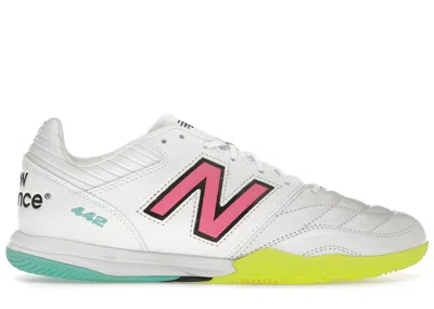 Pre-owned New Balance Men's  442 Pro Indoor V2 W Te Neon Pink Sneakers In White/lite