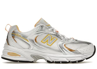 Pre-owned New Balance Men's  530 Sneakers In White/vibrant Apricot/silver Metallic