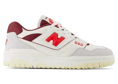 Pre-owned New Balance Men's  550 Grey Sneakers In Sea Salt/true Red In Multi