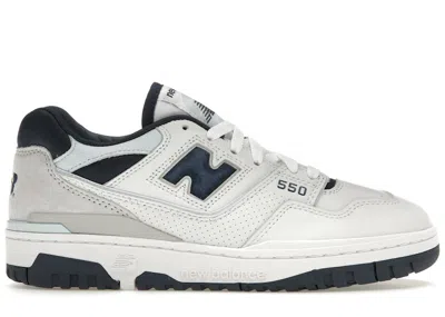 Pre-owned New Balance Men's  550 Sneakers In White/nb Navy/quarry Blue In Multi