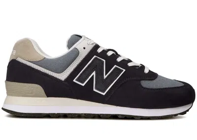 Pre-owned New Balance Men's  574 Grey Sneakers In Navy Blue/white In Multi