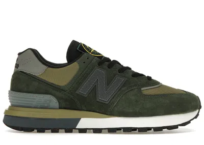 Pre-owned New Balance Men's  574 Legacy Stone Island Sneakers In Dark Green/brown