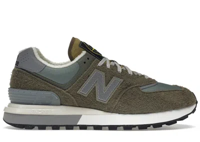 Pre-owned New Balance Men's  574 Legacy Stone Island Sneakers In Steel Blue/grey/green