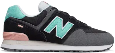 Pre-owned New Balance Men's  574 Marbled Street Sneakers In Black/light Tidepool