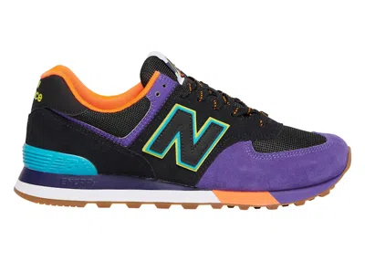 Pre-owned New Balance Men's  574 Purple Orange Sneakers In Black/blue