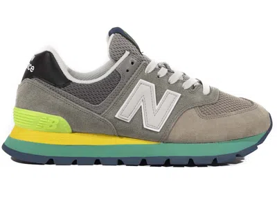 Pre-owned New Balance Men's  574 Rugged Grey Yellow Emerald Sneakers In Marblehead Grey/emerald Sky Blue/wave