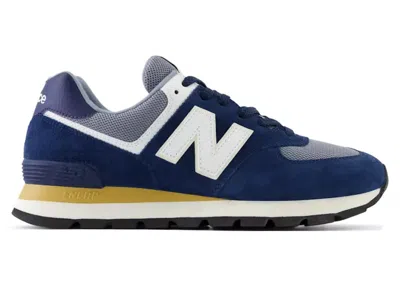Pre-owned New Balance Men's  574 Rugged Sneakers In Navy Blue/white In Multi
