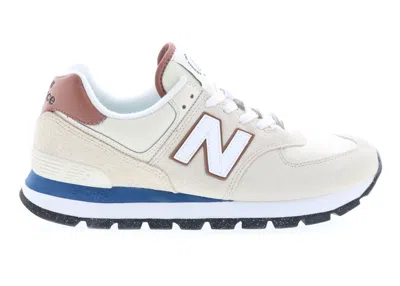 Pre-owned New Balance Men's  574 Rugged Sneakers In Rugged White/brown