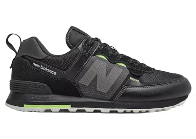 Pre-owned New Balance Men's  574 Sneakers In Black Bleached Lime Glow In Multi