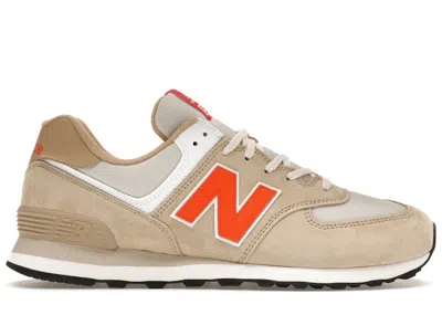 Pre-owned New Balance Men's  574 Sneakers In Bone/orange
