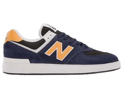 Pre-owned New Balance Men's  574 Sneakers In Navy Blue/yellow In Multi