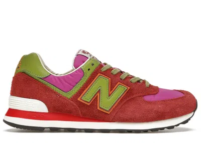 Pre-owned New Balance Men's  574 Stray Rats Sneakers In Red/green/pink