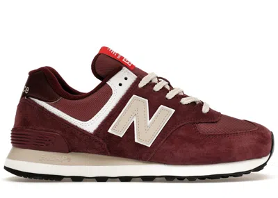 Pre-owned New Balance Men's  574 Suede Sneakers In Maroon/grey