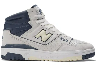 Pre-owned New Balance Men's  650r Navy Sneakers In Sea Salt/nb Navy Blue/dawn Glow