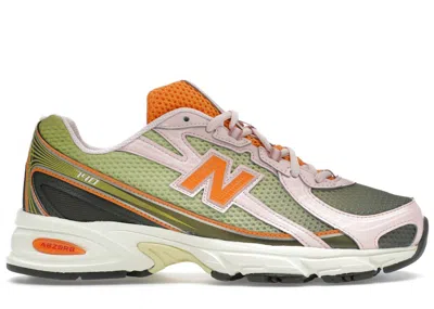 Pre-owned New Balance Men's  740 Concepts Saignée Sneakers In Icy Pink/forest Night/flame Orange In Multi
