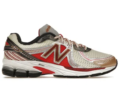 Pre-owned New Balance Men's  860v2 Aime Leon Dore Sneakers In Sea Salt/red/silver