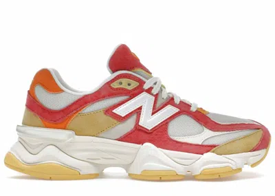 Pre-owned New Balance Men's  9060 Fluorescent Sneakers In Clementine/true Red In Multi